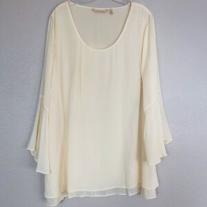 Soft Surroundings Cream Bell Sleeves Peasant Blouse 1X
